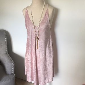 Pink faux velvet dress